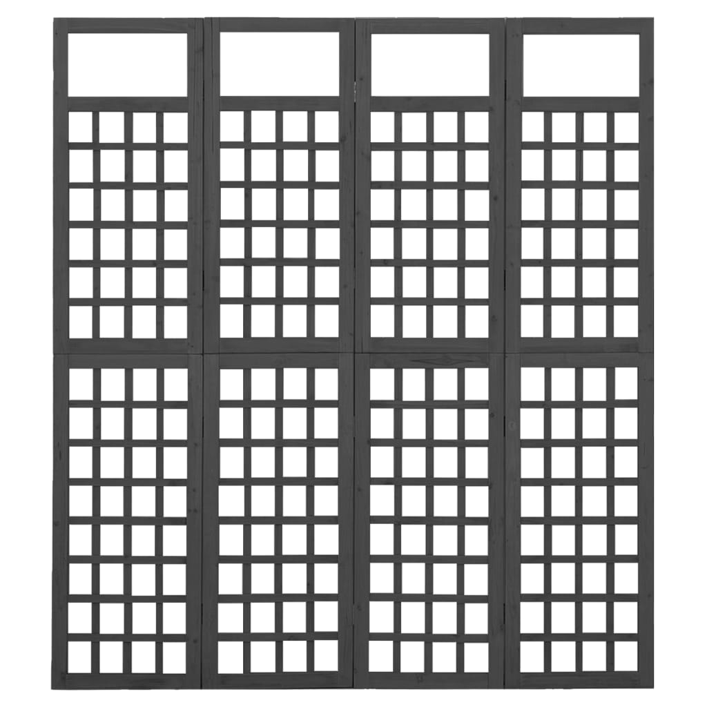 Divisorio a 4 Pannelli Legno Massello di Abete Nero 161x180 cm | homemem39
