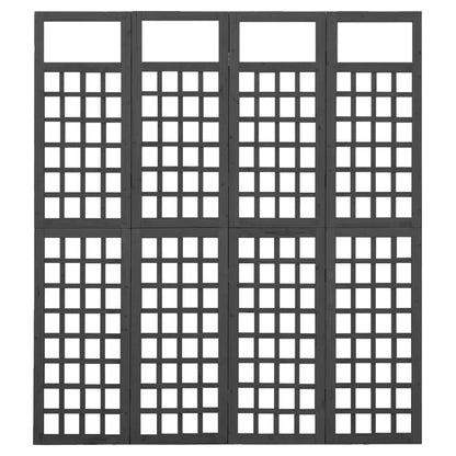 Divisorio a 4 Pannelli Legno Massello di Abete Nero 161x180 cm | homemem39