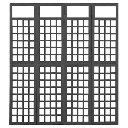 Divisorio a 4 Pannelli Legno Massello di Abete Nero 161x180 cm