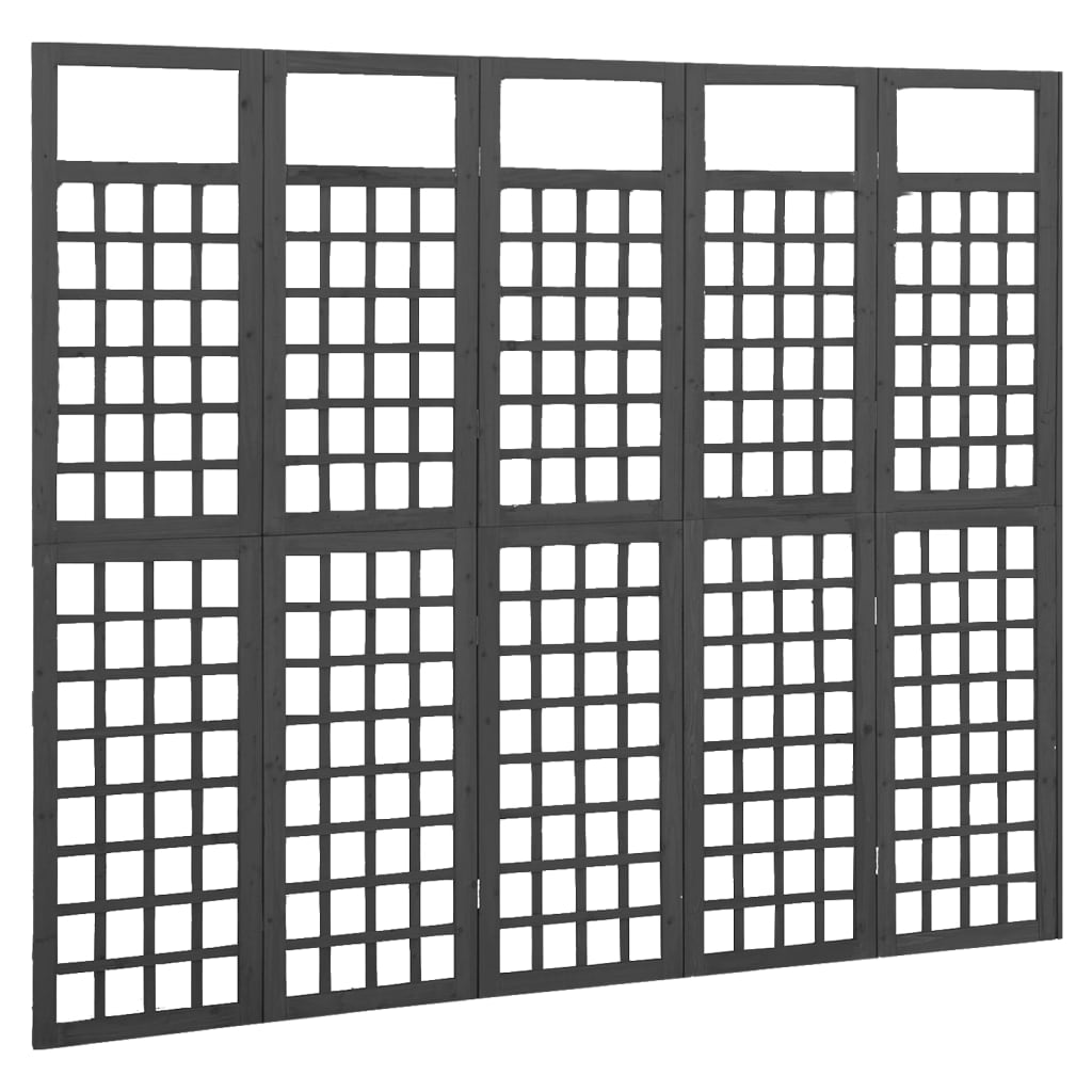 Divisorio a 5 Pannelli Legno Massello di Abete Nero 161x180 cm | homemem39