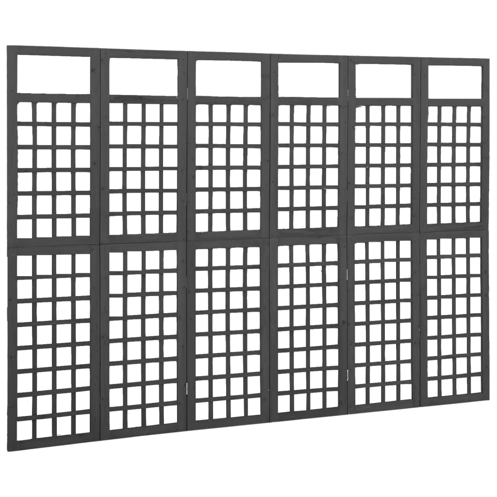 Divisorio a 6 Pannelli in Legno di Abete Nero 242,5x180 cm | homemem39