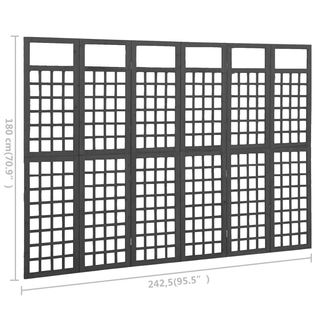 Divisorio a 6 Pannelli in Legno di Abete Nero 242,5x180 cm - homemem39