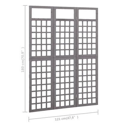 Divisorio a 3 Pannelli in Legno di Abete Grigio 121x180 cm | homemem39