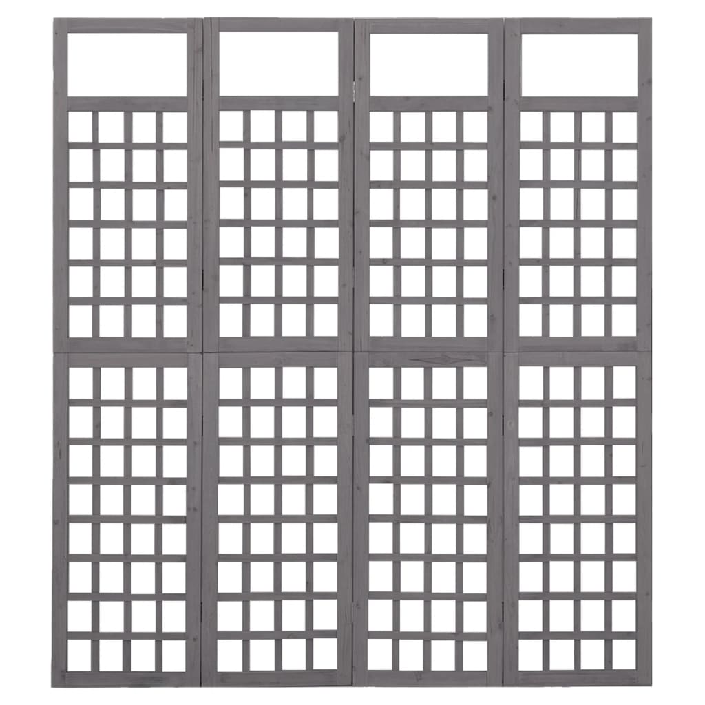 Divisorio a 4 Pannelli in Legno di Abete Grigio 161x180 cm | homemem39
