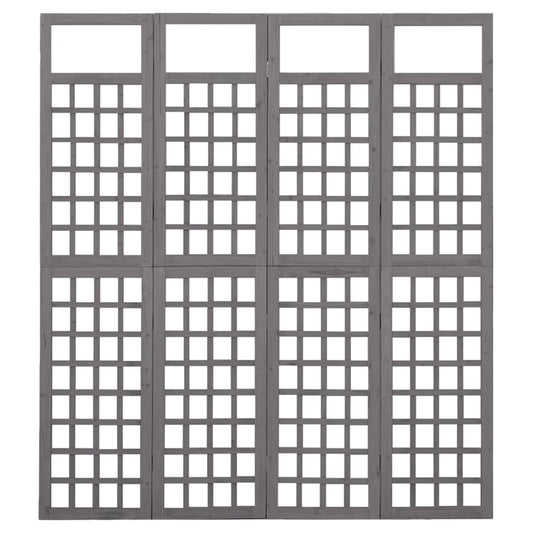 Divisorio a 4 Pannelli in Legno di Abete Grigio 161x180 cm - homemem39
