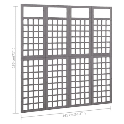 Divisorio a 4 Pannelli in Legno di Abete Grigio 161x180 cm | homemem39
