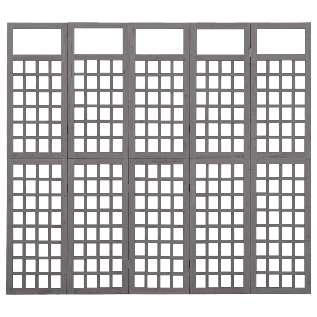 Divisorio a 5 Pannelli in Legno di Abete Grigio 201,5x180 cm - homemem39