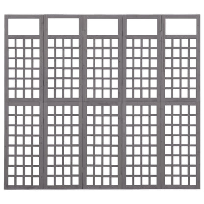 Divisorio a 5 Pannelli in Legno di Abete Grigio 201,5x180 cm - homemem39