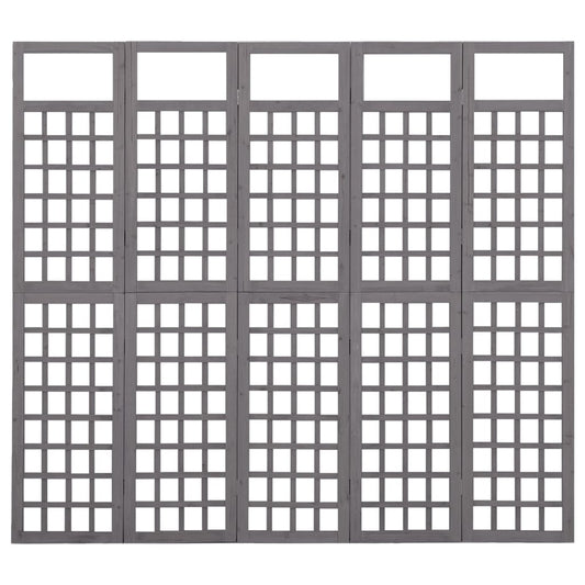 Divisorio a 5 Pannelli in Legno di Abete Grigio 201,5x180 cm - homemem39