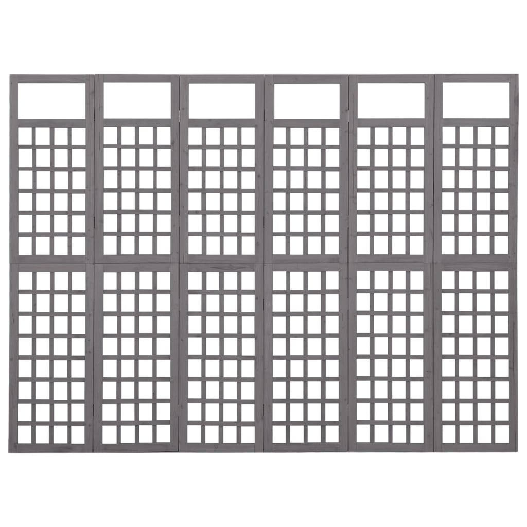 Divisorio a 6 Pannelli in Legno di Abete Grigio 242,5x180 cm | homemem39