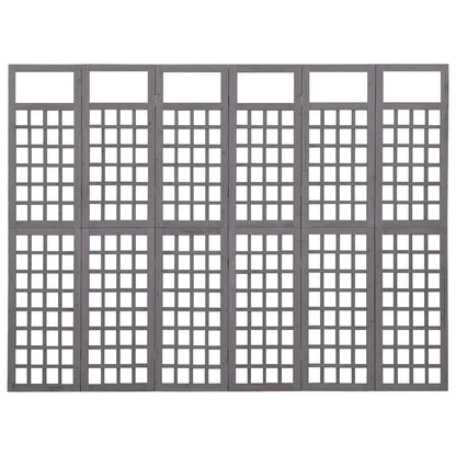 Divisorio a 6 Pannelli in Legno di Abete Grigio 242,5x180 cm
