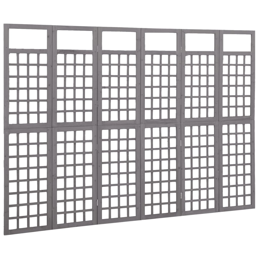 Divisorio a 6 Pannelli in Legno di Abete Grigio 242,5x180 cm | homemem39