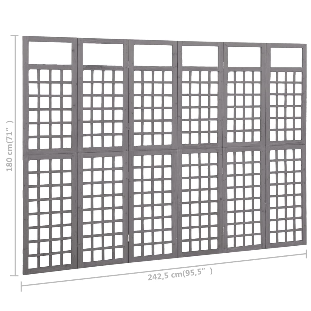 Divisorio a 6 Pannelli in Legno di Abete Grigio 242,5x180 cm | homemem39