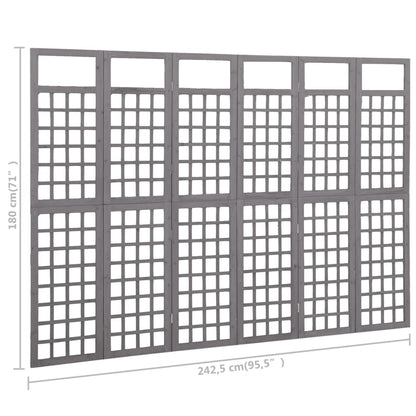 Divisorio a 6 Pannelli in Legno di Abete Grigio 242,5x180 cm | homemem39