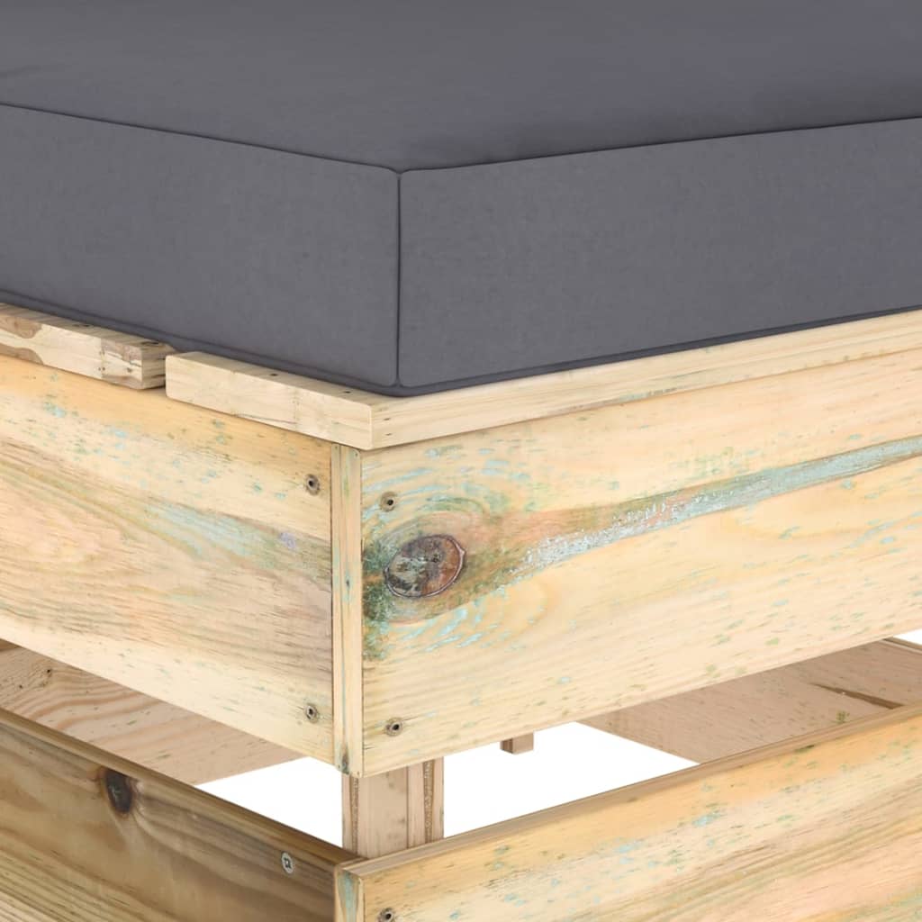 Divano Centrale Modulare con Cuscini in Legno Impregnato Verde | homemem39