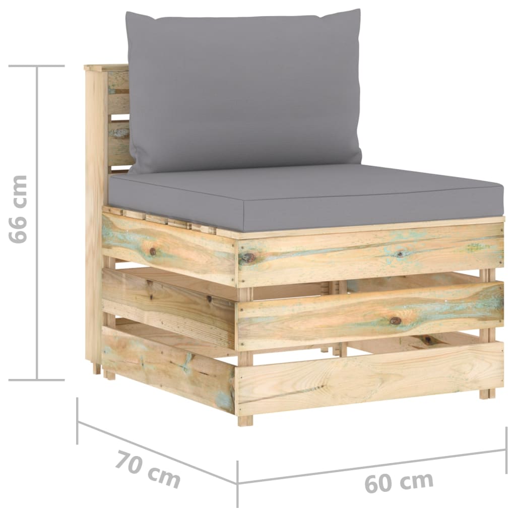 Divano Centrale Modulare con Cuscini in Legno Impregnato Verde | homemem39