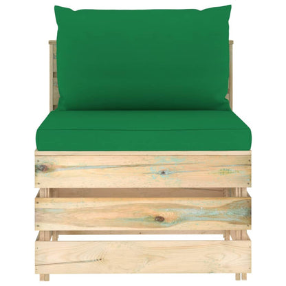 Divano Centrale Modulare con Cuscini in Legno Impregnato Verde | homemem39