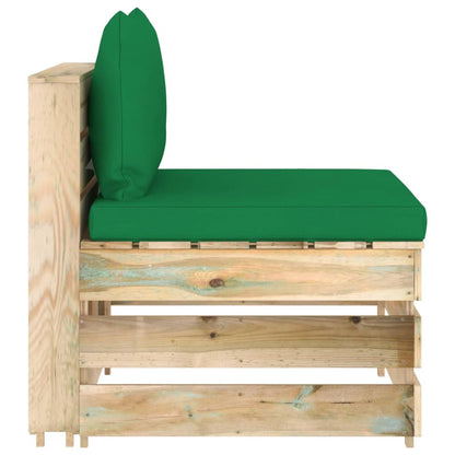 Divano Centrale Modulare con Cuscini in Legno Impregnato Verde | homemem39