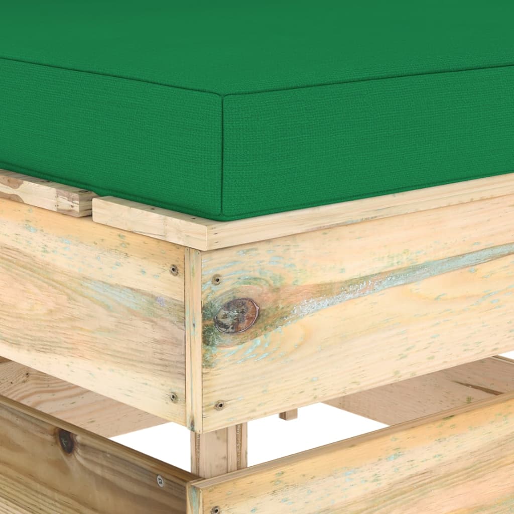 Divano Centrale Modulare con Cuscini in Legno Impregnato Verde | homemem39