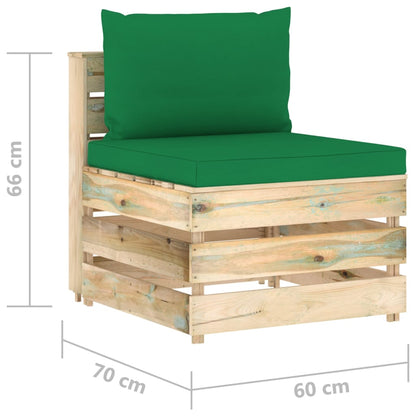 Divano Centrale Modulare con Cuscini in Legno Impregnato Verde | homemem39