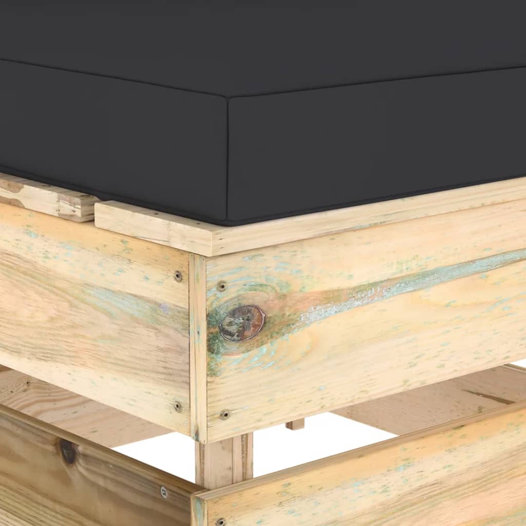 Divano Centrale Modulare con Cuscini in Legno Impregnato Verde | homemem39