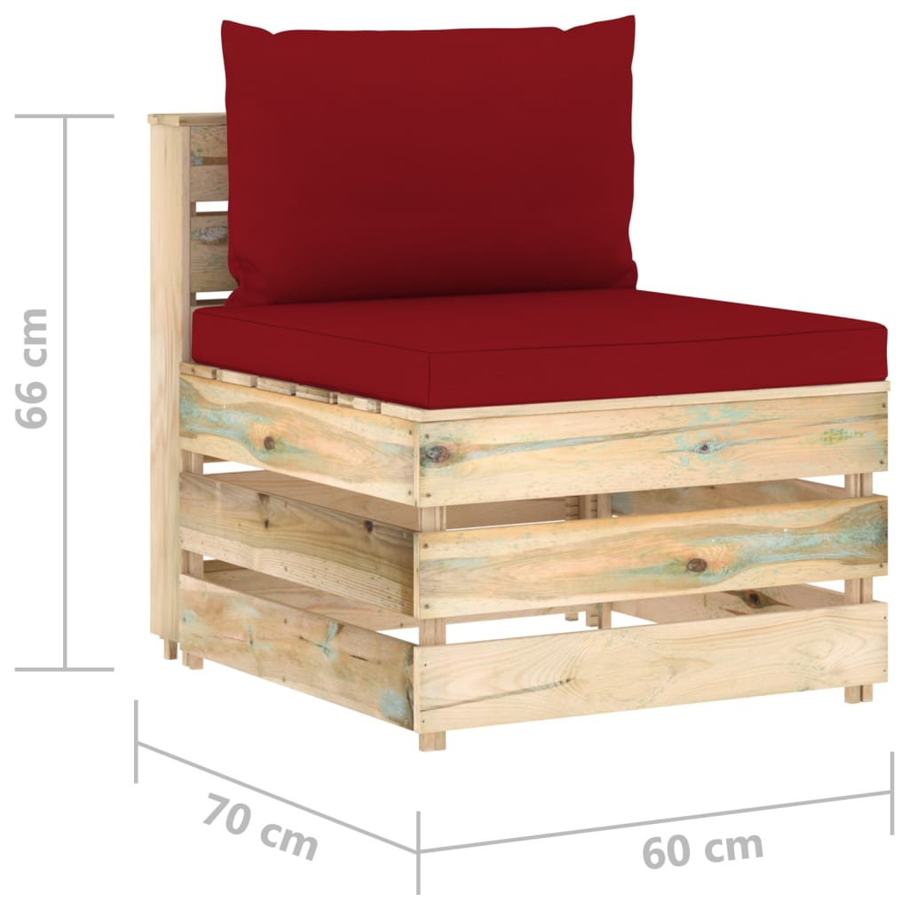 Divano Centrale Modulare con Cuscini in Legno Impregnato Verde | homemem39