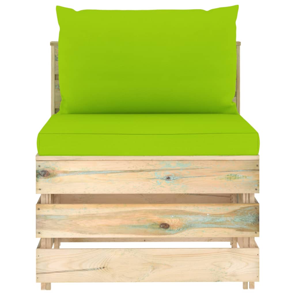 Divano Centrale Modulare con Cuscini in Legno Impregnato Verde | homemem39