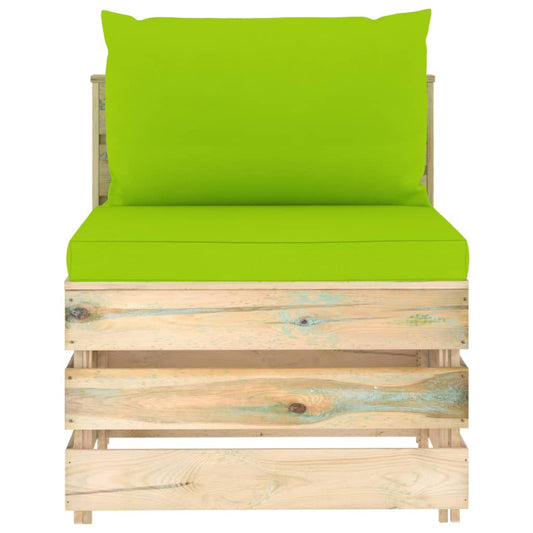 Divano Centrale Modulare con Cuscini in Legno Impregnato Verde | homemem39