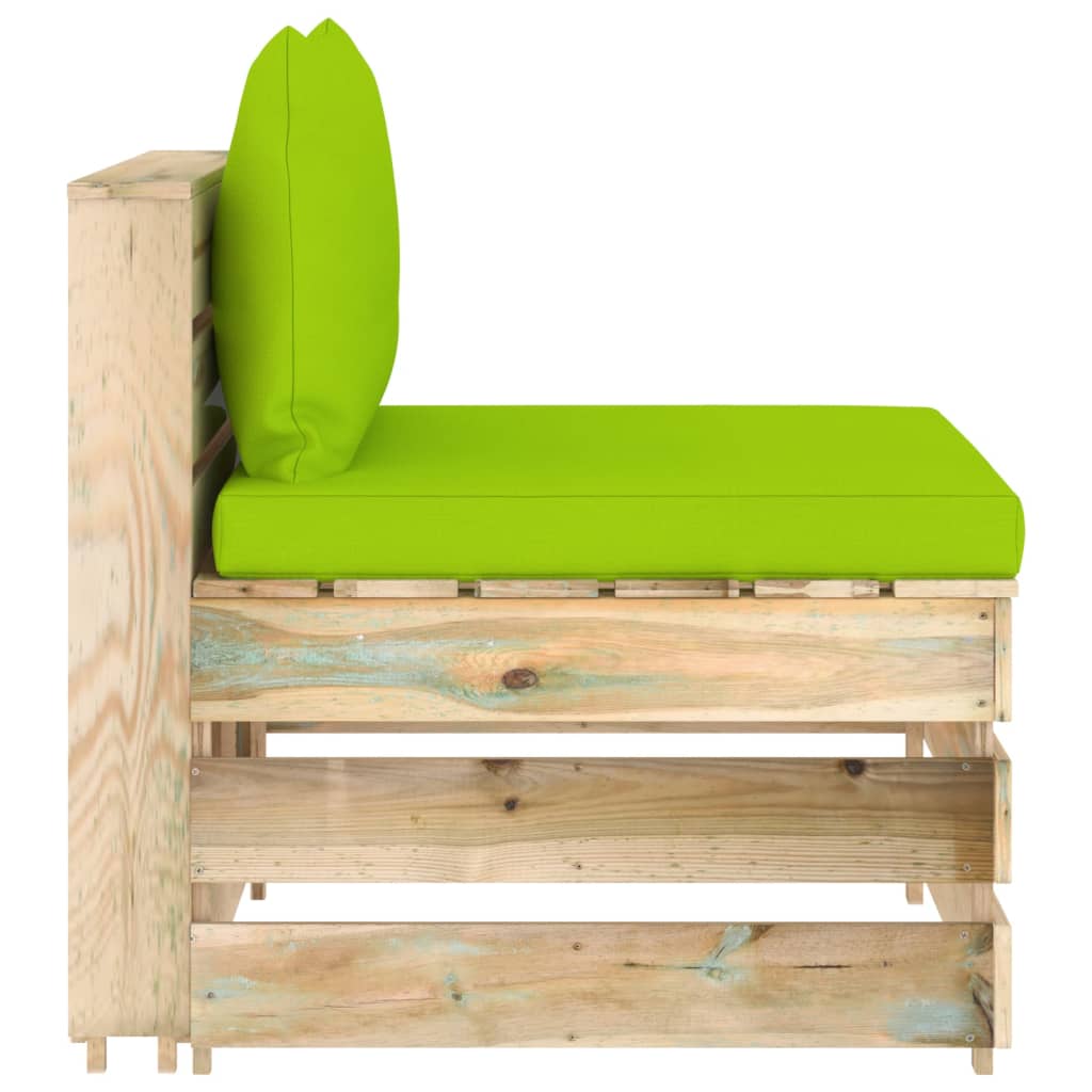Divano Centrale Modulare con Cuscini in Legno Impregnato Verde | homemem39