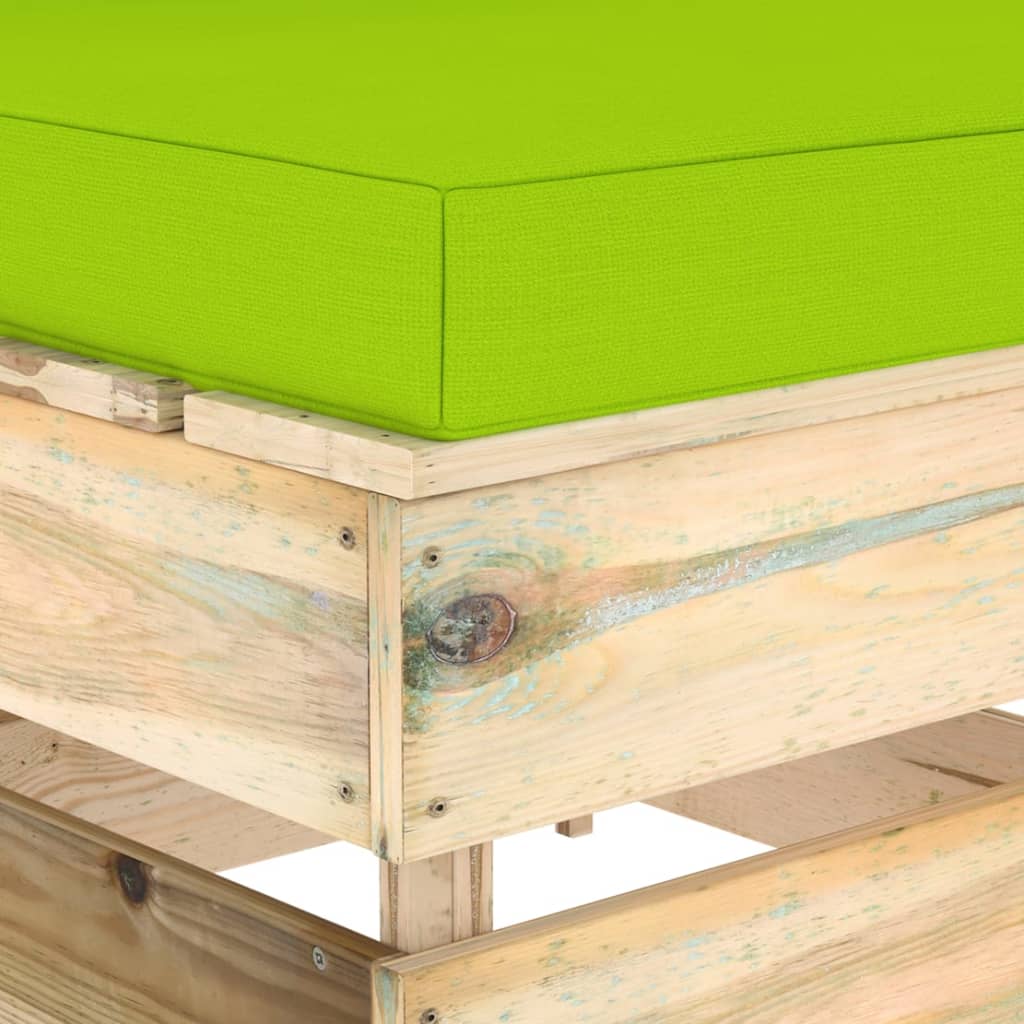 Divano Centrale Modulare con Cuscini in Legno Impregnato Verde | homemem39