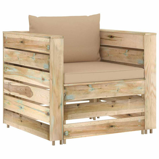 Set Salotto da Giardino 2pz con Cuscini Legno Impregnato