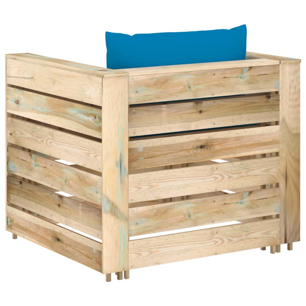 Set Salotto da Giardino 2 pz con Cuscini Legno Impregnato Verde | homemem39