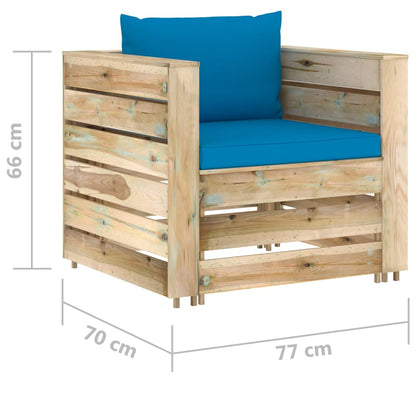 Set Salotto da Giardino 2 pz con Cuscini Legno Impregnato Verde | homemem39