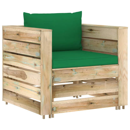 Set Salotto da Giardino 2 pz con Cuscini Legno Impregnato Verde | homemem39