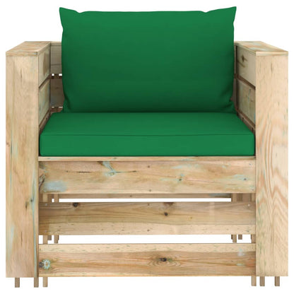 Set Salotto da Giardino 2 pz con Cuscini Legno Impregnato Verde | homemem39