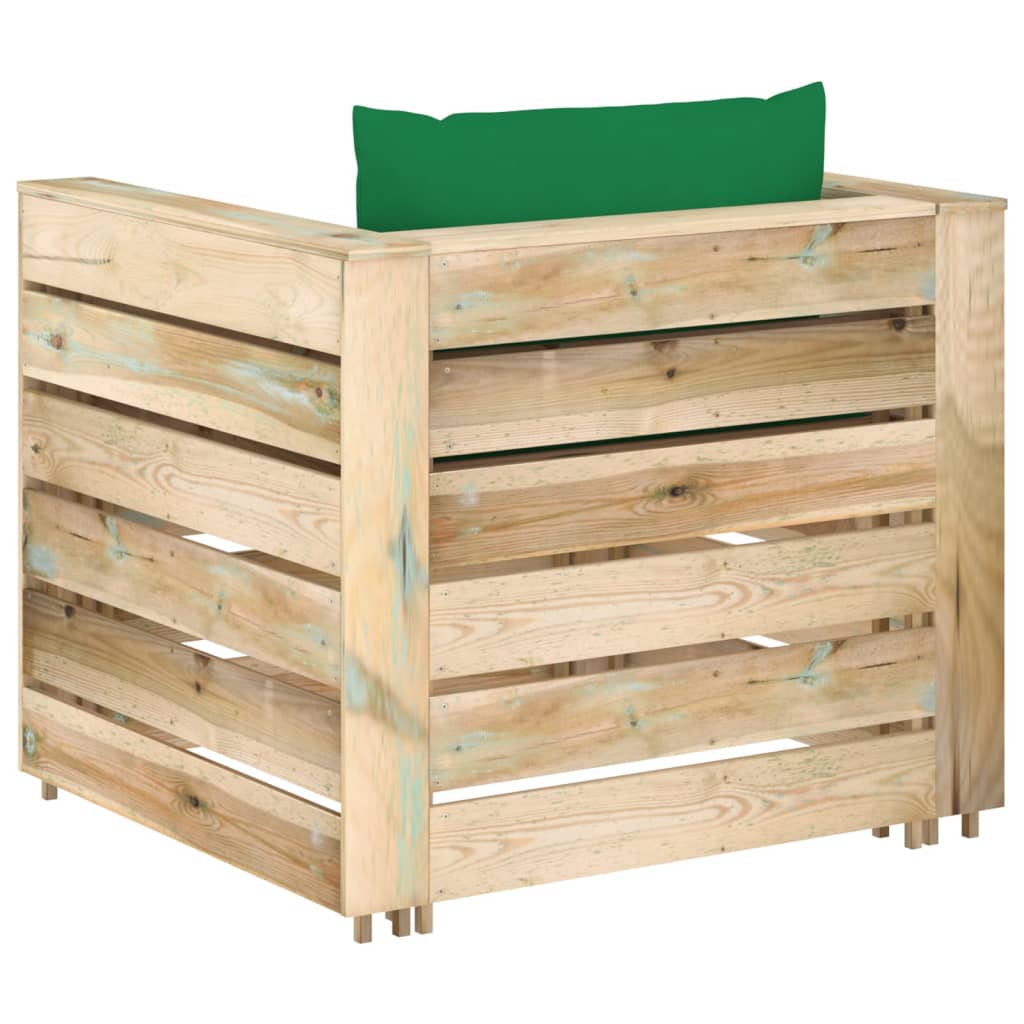 Set Salotto da Giardino 2 pz con Cuscini Legno Impregnato Verde | homemem39