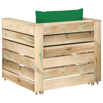 Set Salotto da Giardino 2 pz con Cuscini Legno Impregnato Verde | homemem39