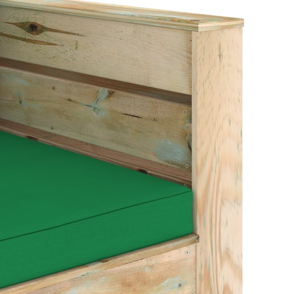 Set Salotto da Giardino 2 pz con Cuscini Legno Impregnato Verde | homemem39