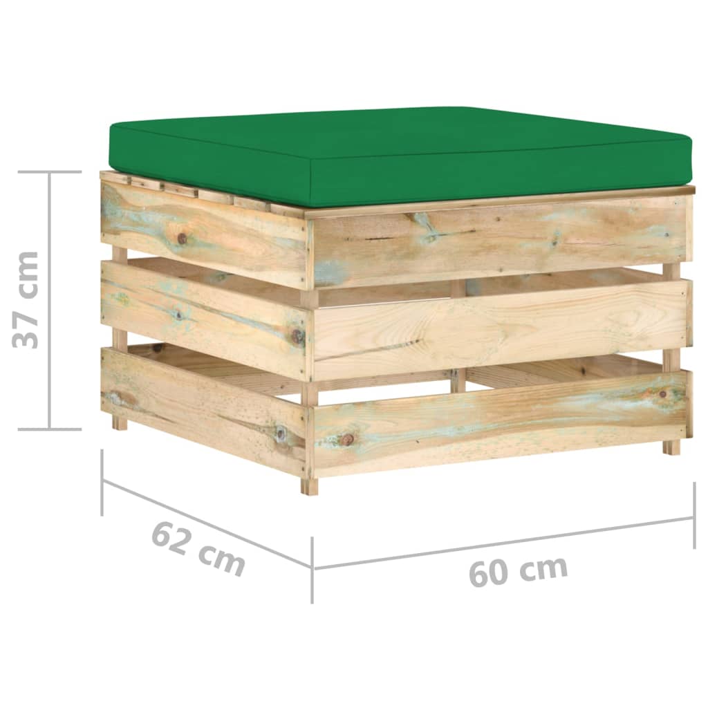 Set Salotto da Giardino 2 pz con Cuscini Legno Impregnato Verde | homemem39