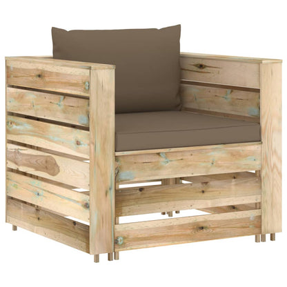 Set Divani da Giardino con Cuscini 2 pz Legno Impregnato Verde | homemem39