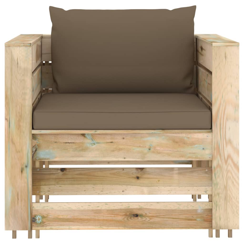 Set Divani da Giardino con Cuscini 2 pz Legno Impregnato Verde | homemem39