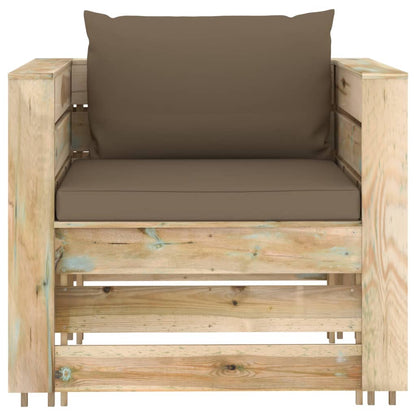 Set Divani da Giardino con Cuscini 2 pz Legno Impregnato Verde | homemem39