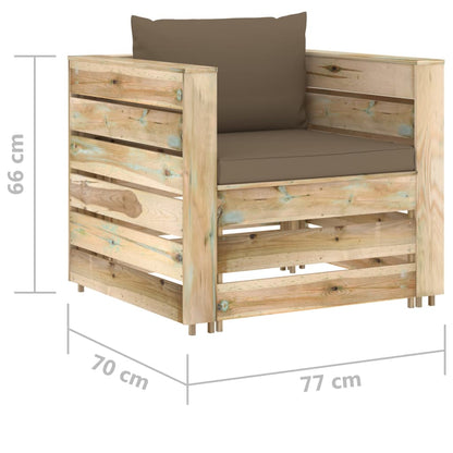 Set Divani da Giardino con Cuscini 2 pz Legno Impregnato Verde | homemem39