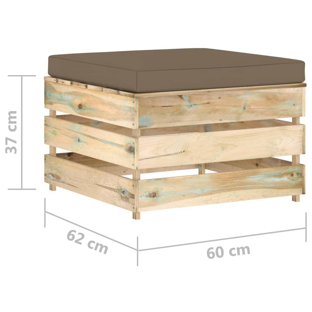 Set Divani da Giardino con Cuscini 2 pz Legno Impregnato Verde | homemem39