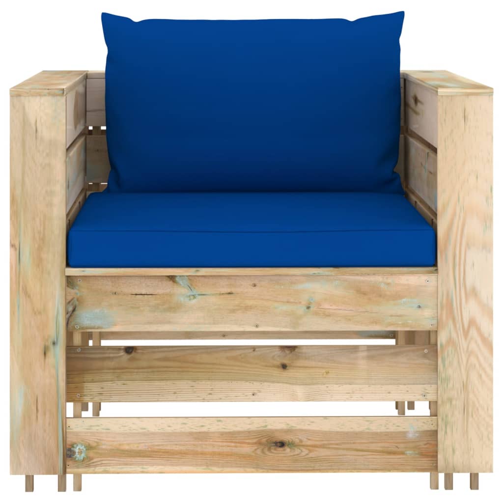 Set Salotto da Giardino 2 pz con Cuscini Legno Impregnato Verde | homemem39