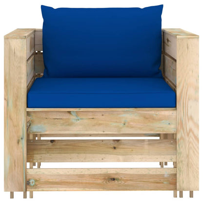 Set Salotto da Giardino 2 pz con Cuscini Legno Impregnato Verde | homemem39