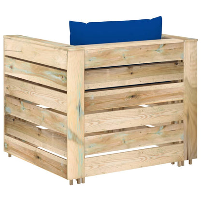 Set Salotto da Giardino 2 pz con Cuscini Legno Impregnato Verde | homemem39