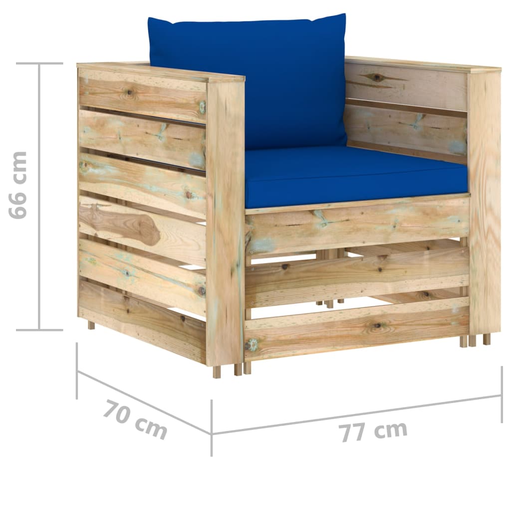 Set Salotto da Giardino 2 pz con Cuscini Legno Impregnato Verde | homemem39