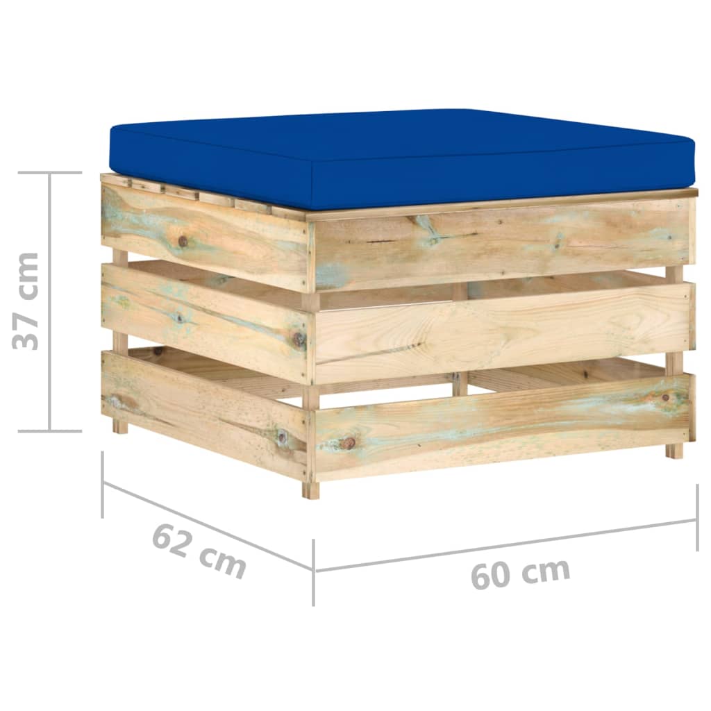 Set Salotto da Giardino 2 pz con Cuscini Legno Impregnato Verde | homemem39