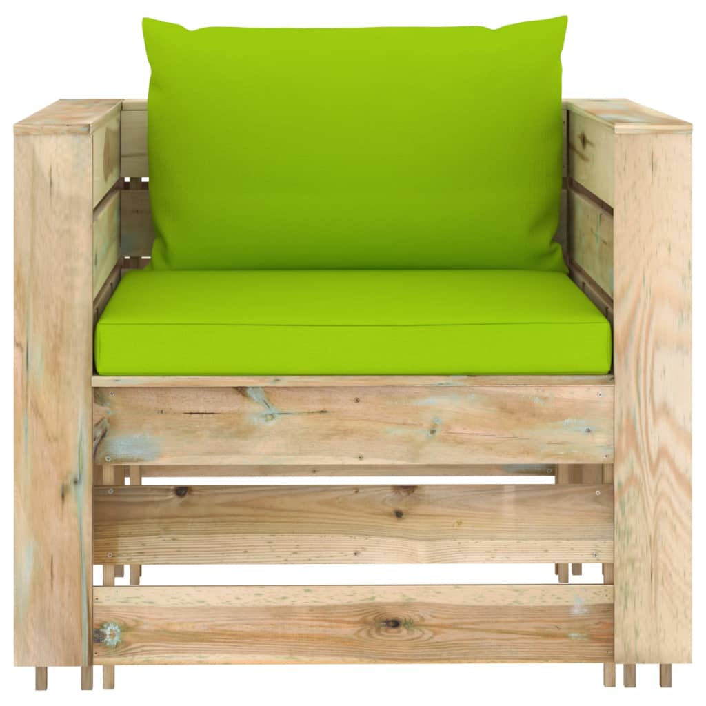 Set Divani da Giardino con Cuscini 2 pz Legno Impregnato Verde | homemem39